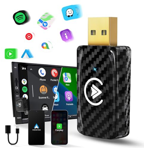 MSXTTLY Wireless CarPlay Adapter UK Android Auto Adpater 2 IN 1, Convert Wired AA/Carplay to Wireless, for Android 11+/iOS 10+ Phones, USB C/A, Plug & Play, SMT-AC01