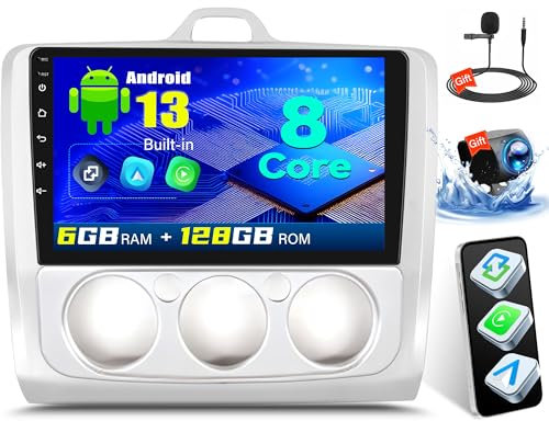 OiLiehu 8 Núcleos 6+128 GB Android 13 2 DIN Autoradio para Ford Focus MK2 Exi MT 2004-2011 CarPlay Android Auto Pantalla Radio Coche 9 Pulgadas con Bluetooth/GPS/FM Radio/RDS/WiFi/SWC/DSP/EQ