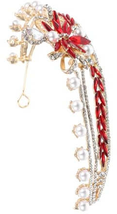 GETAJGHSD Krone Haarschmuck brautgeschenk brautkleid perlen haarschmuck Hochzeit Kopfschmuck Hochzeitsschleier für die Braut Reize Frauen Braut Stirnband Hochzeit Brautkrone Kunstperlen rot