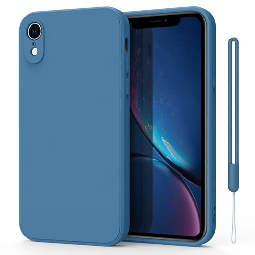 Yisica Coque pour iPhone XR, Coque en Silicone Con cinturino per cellulare, Coque de Protection Complète pour iPhone XR 6,1 (Bleu)