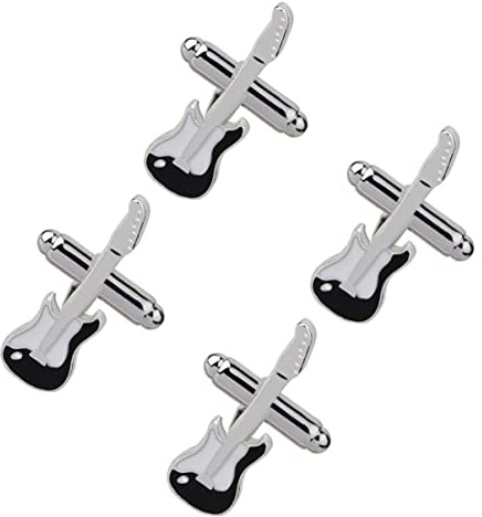 VALICLUD Modischen Gitarren Manschettenknöpfen und Einzigartigem Design mit Feiner Politur 2 Paar aus Legierung für Herren für Business Wear und Hochzeiten