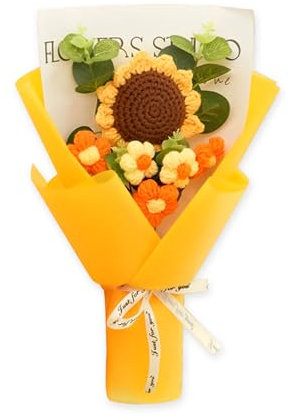 Bouquet di Fiori Rose Girasole Garofano Regalo Festa Della Mamma Regalo Mamma San valentino Compleanno Regalo di Decorazioni (20x32cm-Girasole)