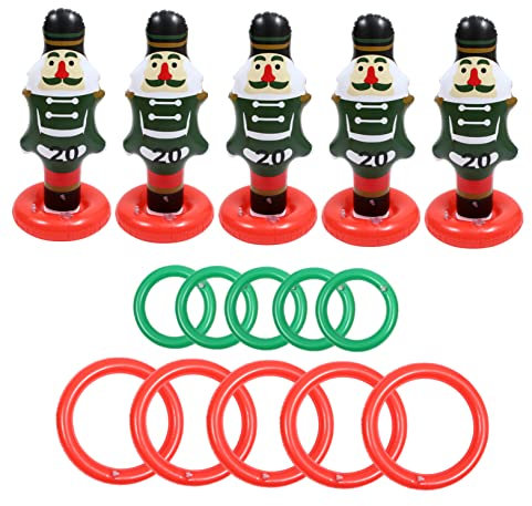 VANZACK Aufblasbares Ringwurfspiel Weihnachtsfeiern Mit Dekoration Aufblasbares Weihnachtsspielzeug Fördert Die Grobmotorischen Fähigkeiten Und Hand-Augen-koordination