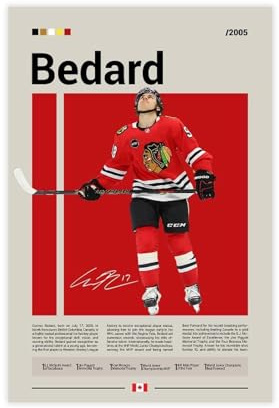 NCUDANK Connor Bedard Poster auf Leinwand, Wandkunst, Dekordruck, Bild Gemälde für Wohnzimmer, Schlafzimmer, Dekoration, 50 x 75 cm