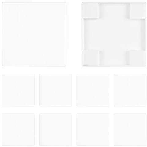 UFURMATE Lot de 10 plaques murales décoratives vierges sans vis en plastique blanc 8,6 x 8,6 cm - Installation facile