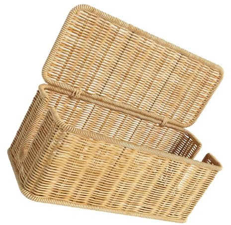 Handgewebte Rattan-Kabel-Organizer-Box für Schreibtisch-Kabel-Managements, verstecken Sie Steckdosenleisten unter Möbeln