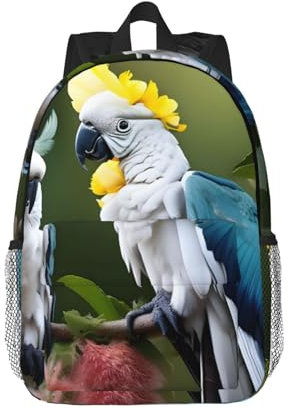 JGHHOUN Beau sac à dos léger avec imprimé cacatoès et fleur pour ordinateur portable, école, voyage, université, usage quotidien