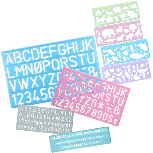 8 Stück Malschablonen Buchstaben Schablone mit Transparentem Design, Tierform Zeichenschablonen, Ideal Zum Malen und Lernen (Gemischte Farben und Größen)
