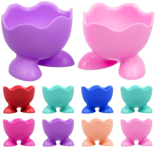 BESPORTBLE Lot de 10 Porte-Œufs en Silicone Antiadhésif pour Œufs Durs Coquetiers Légers et Compatibles Micro-Ondes Support Pratique pour Cuisson Vapeur Petit-Déjeuner Couleur Aléatoire