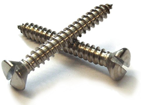 A2 Stainless Steel Self Tapping Screws, Slotted Raised Countersunk Head, Multiple Sizes No4-No14, Pack Options 20-1000 (20, 6 X 1 (3.5 X 25MM))