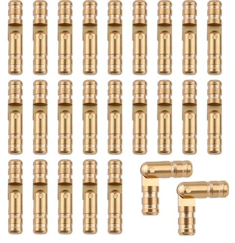 25pcs Barrel Hinges for Wooden Boxes, 2x0.4cm/0.79x0.16in Concealed Hidden Brass Cylindrical Hinges for Jewelry Box Cabinet Doors & Small Woodworking Projects Hardware