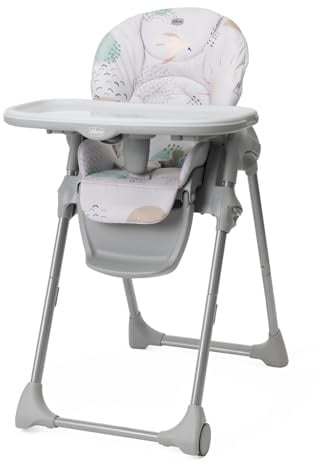 Chicco Polly Easy Seggiolone Pappa Evolutivo per Bambini da 6 Mesi a 3 Anni (15 kg), Seggiolone Reclinabile a Sdraietta con Altezza e Poggiapiedi Regolabili, 4 Ruote, Chiusura Compatta, Landscape