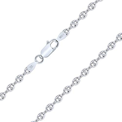 PLANETYS - Kaffeebohne Bohnenkette 925 Sterling Silber Rhodiniert Kette - Halskette - 2.5 mm Breite Längen 45 cm