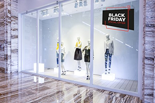 Vinyl Black Friday Vitrinen Black Friday Schwarz Weiß Rot | 100 cm lang x 80 cm hoch | Vinyl Aufkleber | Dekorieren Sie Ihr Schaufenster | Vitrine Aufkleber | Business Vinyls