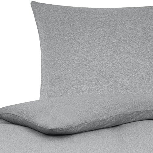 Traumschlaf Uni Jersey Melange Bettwäsche hellgrau, 1 Bettbezug 240 x 220 cm + 2 Kissenbezüge 80 x 80 cm