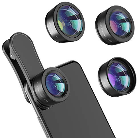 Phone Camera Lens,Upgraded 3 in 1 Phone Lens kit-198° Fisheye Lens + Macro Lens + 120° Wide Angle Lens,Clip on Cell Phone Lens Kit Compatible with Samsung Android Smartphones