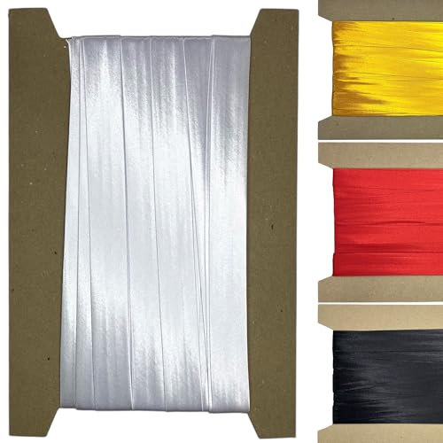 Roban Fashion 10m Satin Schrägband zum Nähen gefalzt 40mm breit Weiß