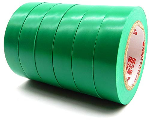 ALBOYI Electrical Tape, 15mm x 15m Adhesive Insulation Tape 6 rolls, PVC Insulation Gaffer tape Electrical for Insulating, Repairing, Protecting Wires, Green