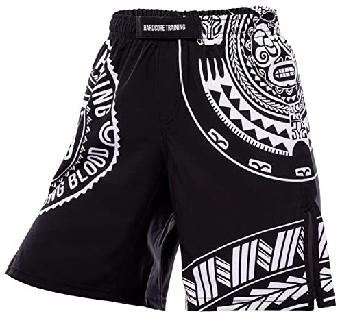 Hardcore Training Shorts MMA Niños BJJ No Gi Grappling Artes Marciales | Shorts de lucha para jiu jitsu y grappling, tejido elástico, aberturas laterales y cintura ajustable, con cordón interior