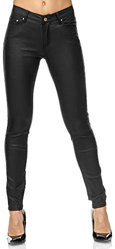 Elara Damen Hose Kunstleder Push Up Effekt Chunkyrayan E621 Black-48 (4XL)