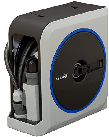 Takagi Mini-Box Schlauchtrommel | extra leicht | 4 Strahlarten | 100% Dicht & Tropfsicher | 20m