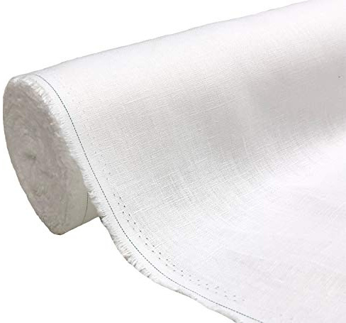 A-Express Naturrein Leinen Stoff Sanft Kleidung Reines Leinenstoff für Handarbeit Nähen Heimwerken Schneiderei Kreuzstich Mode Tasche 100% Leinen 140cm Breite - 1 Meter 100cm x 140cm Weiß