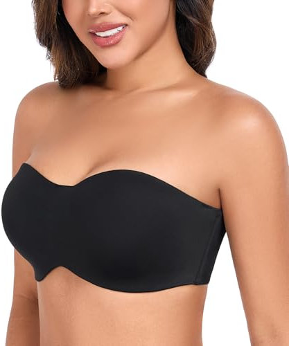 DotVol Reggiseno Senza Spalline Donna Taglia Forte Ferretto e Non Imbottito Bra a più Vie Nero 3E