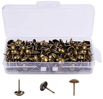 250 Stück Polsternägel 1,1 x 1,7 cm Möbel dekorative Reißzwecken Nägel Daumen Reißzwecken Pinnnadeln für Holz Sofa Stuhl Bett (Bronze)