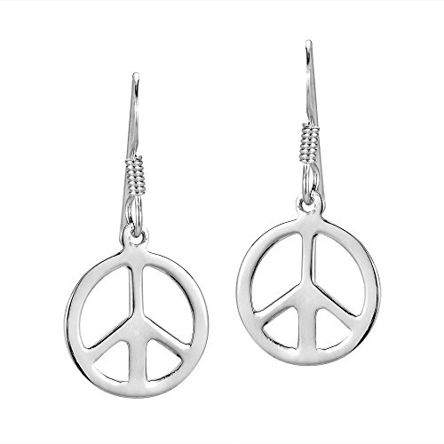Charming and Vintage 13 mm Peace Symbol .925 Sterling Silver Dangle Earrings | Earrings for Women | Sterling Silver Earrings | Dangle Earrings For Women, Metall, Kein Edelstein