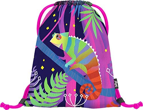 Baagl Turnbeutel für Mädchen und Damen - Schuhbeutel, Schule und Kindergarten Sportbeutel, Sportrucksack (Chamäleon)