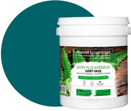 BOX DECO COULEURS Natura Natura ökologische Wandfarbe Satin Optik Innen 1 Liter Jade Grün