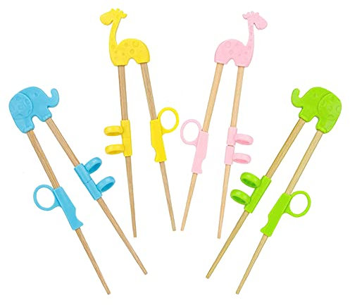 Kids Chopsticks, 4 Pairs of Reusable Children's Training Chopsticks, Animal Training Chopstick, with Storage Box, for Beginners