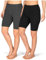 SES Radlerhose Damen Baumwolle 2er-Pack 40-42 Schwarz/Anthrazit - 100% Baumwolle - Radlerhose Damen kurz für Kleid - Perfekter Sitz & Komfort