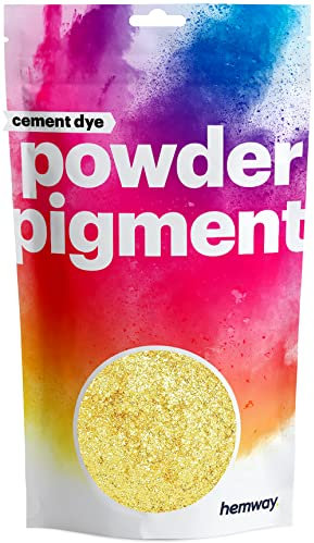 Hemway Cement Dye Powder Pigment Concrete Color Render Mortar Pointing Powdered Brick Toner Plaster - Metallic Sparkle 24K Gold - 50g / 1.75oz