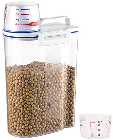 YUANHEHE Mascota Comida Almacenamiento Contenedor Recipiente Hermetico Alimentarios Gran Contenedor De Alimentos Para Mascotas Con Taza Para Gatos/Perros Cereales, Harina, Copos De Maíz, Avena 2L