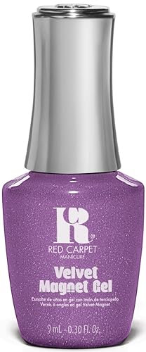 Red Carpet Manicure Velvet Magnet Gel Polish - Soak Off Infused with Vitamin A & Biotin - Chip-Free, High Shine for 21 Days - Positively Attracted, Purple Velvet Magnet Gel - 0.3 Fl. Oz.