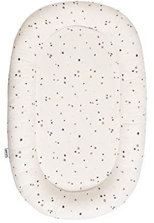 Tinéo - Bettverkleinerer 95 x 60 x 10 cm – wattiert – Babyschale für Bett – Babynest – Abnehmbarer Bezug – maschinenwaschbar 30 ° – wendbar – 0 – 6 Monate (hellgrau/Terrazzo)