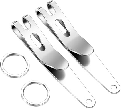 UltraTac Deep Carry Pocket Clip - Heavy Duty Stainless Steel Multi-Purpose Belt Clip for EDC Gear, Swiss Army Knives, Keys | Secure Suspension Pocket Hook for Tactical Equipment (2 Pack)