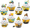 Cupcake-Topper und Wrapper, Set mit 24 Stück, Traktor, Bagger, LKW, Gabelstapler, Bulldozer, Straßenrolle, Thema für Kinder, Jungen, Happy Birthday, Babyparty, Partyzubehör