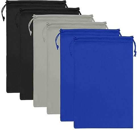 PATIKIL Ski Goggle Bag, 6 Pack Soft Microfiber Snow Goggles Protective Storage Case Sleeve Drawstring Pouch for Camera Lenses, Sunglasses, Eyeglasses, Black, Blue, Gray