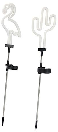 Mikikit 2 Pièces Solaire Paysage Lumière Lampe De Pelouse De Cactus Lumière De Piquet De Cactus Lumière Décorative à Énergie Solaire Paysage Conduit Blanche Induction Statue Fer Forgé