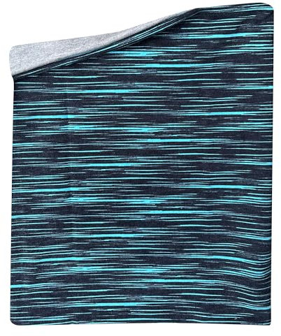 Wollhuhn Kinder Long Loop MAXI Halswärmer/Schlupf-Schal Extra Lang Jungen/Mädchen Viele Motive 20240201 (Baumwolljersey, Lines Schwarz/Türkis)