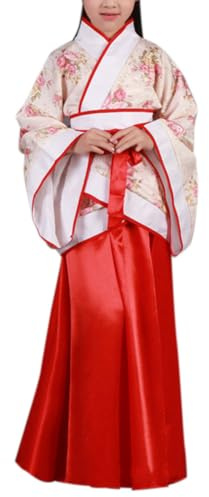 Xiedeai Chicas Ropa Traje Tang Estilo Chino Niños Escenario Mostrar Cosplay Trajes Antiguo Nacional Tradicional Drama Retro Folclórico Trajes (Tallas más Pequeñas), Rojo 100cm