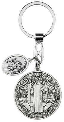 St. Benedikt Medaillen mit St. Christophorus, Heiliger Benedikt mit St. Christophorus-Medaille für Auto, katholischer religiöser Schlüsselanhänger, Medalla De San Benito Adornos Llaveros Para Carros
