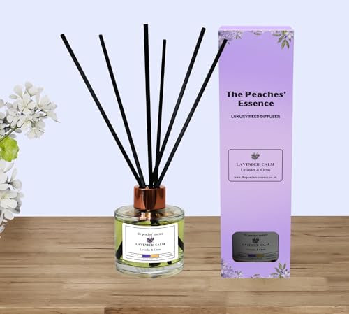 Lavender and Citrus Reed Diffuser | Premium Quality 100ml Diffuser Bottle with 10 Fibre Sticks | Natural Ingrediemts | Handmade | Vegan and Pet Friendly | Long-Lasting Scent | Made in the UK