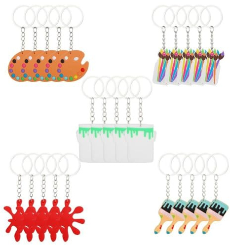 Abbdbd 20pcs Graffiti Paint Art Themed Keychain Art Themed Charm Keychain Paint Brush Keychain Keyring Party Supplies