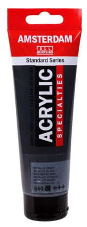 Amsterdam Standard Series Acrylic Paint Metallic Schwarz 850, 120 ml, deckend, lichtecht, satiniert, vielseitig einsetzbar, hochwertige Pigmente