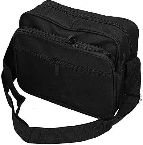 Black Canvas Tool Bag with Shoulder Strap, Multiple Pockets Wear Resistant Material Practical Design for Easy Tool Storage and Carry