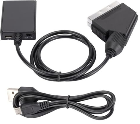 HDMI to SCART Video Audio Adapter with USB Charge Cable, HDMI to SCART Converter, Plug and Play Spare Parts