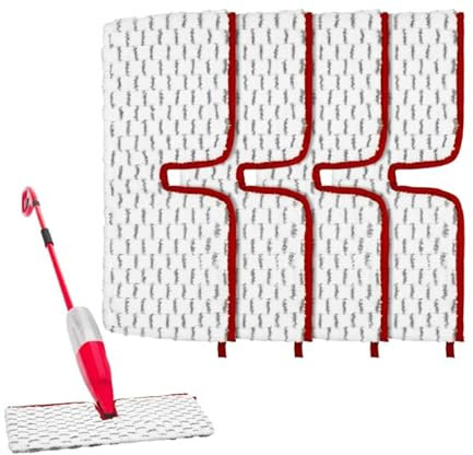 4 PCS 1-2 Spray Max Mop Head Replacement Compatible with Vileda ProMist MAX, Reusable Microfibre Spray Mop Pad Replacement for Wet & Dry Use, Double-Sided Cleaning(Grey)